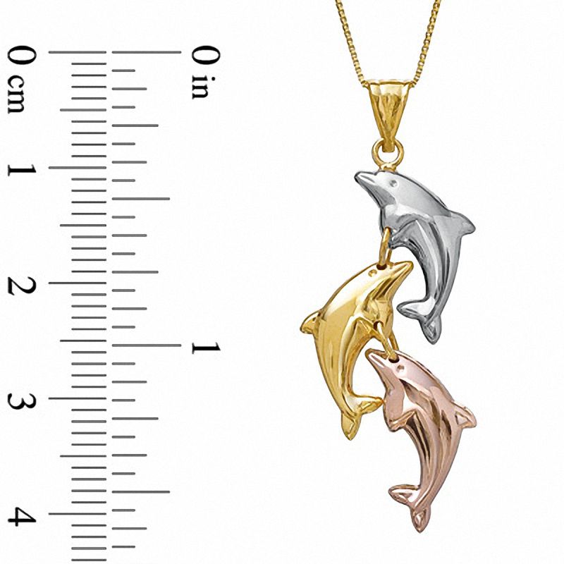 Previously Owned - Dolphin Pendant in 10K Tri-Tone Gold