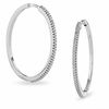 Thumbnail Image 1 of Previously Owned - 0.25 CT. T.W. Diamond Hoop Earrings in 10K White Gold