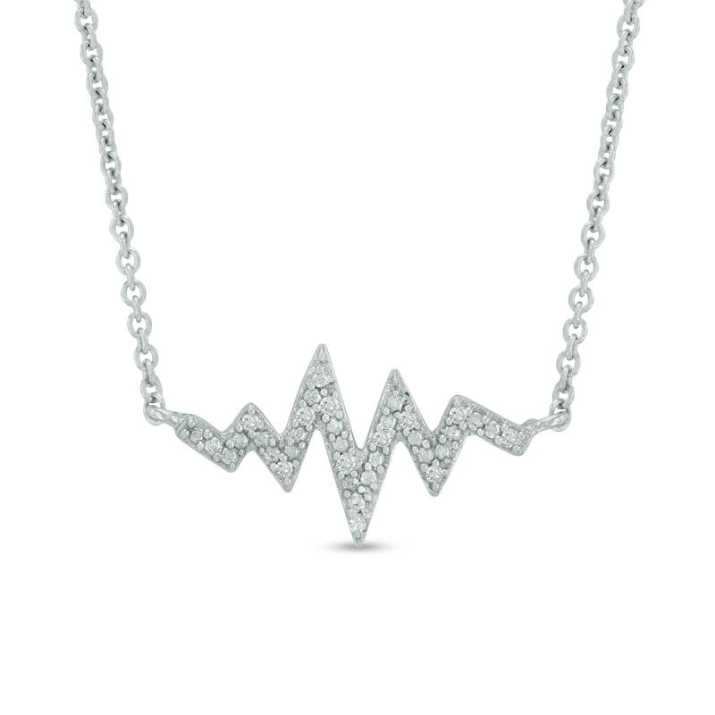 Previously Owned - Diamond Accent Heartbeat Necklace in Sterling Silver