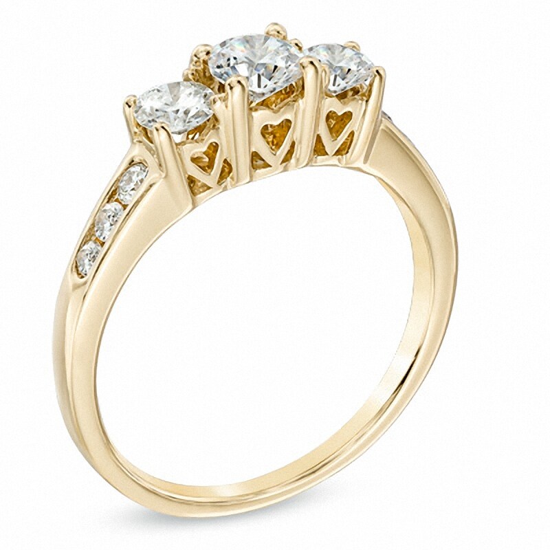 Previously Owned - 1.00 CT. T.W. Diamond Three Stone Past Present Future Engagement Ring in 14K Gold