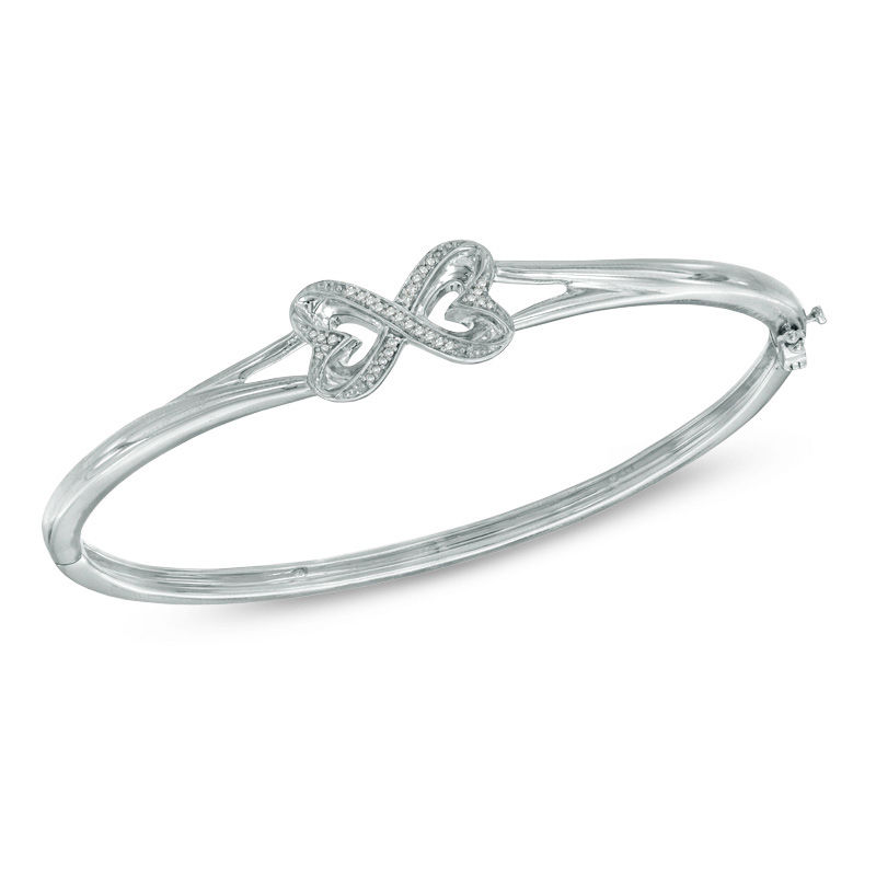 Previously Owned -  Diamond Accent Heart-Shaped Infinity Bangle in Sterling Silver