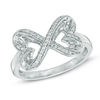 Thumbnail Image 1 of Previously Owned -  0.10 CT. T.W. Diamond Heart-Shaped Infinity Ring in Sterling Silver
