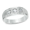 Previously Owned - Men's 0.23 CT. T.W. Diamond Comfort Fit Three Stone Ring in 10K White Gold