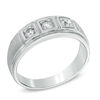 Previously Owned - Men's 0.23 CT. T.W. Diamond Comfort Fit Three Stone Ring in 10K White Gold