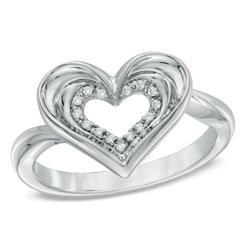Main Image 1 of Previously Owned -  Diamond Accent Heart Ring in Sterling Silver