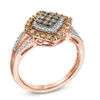Thumbnail Image 2 of Previously Owned - 0.50 CT. T.W. Champagne and White Diamond Tilted Square Frame Ring in 10K Rose Gold