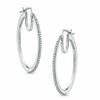 Thumbnail Image 1 of Previously Owned - 0.20 CT. T.W. Diamond Hoop Earrings in Sterling Silver