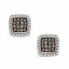 Thumbnail Image 0 of Previously Owned - 0.37 CT. T.W. Champagne and White Diamond Square Frame Stud Earrings in 10K Rose Gold