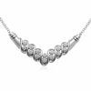 Previously Owned - 0.25 CT. T.W. Diamond Cluster Chevron Necklace in Sterling Silver - 16"