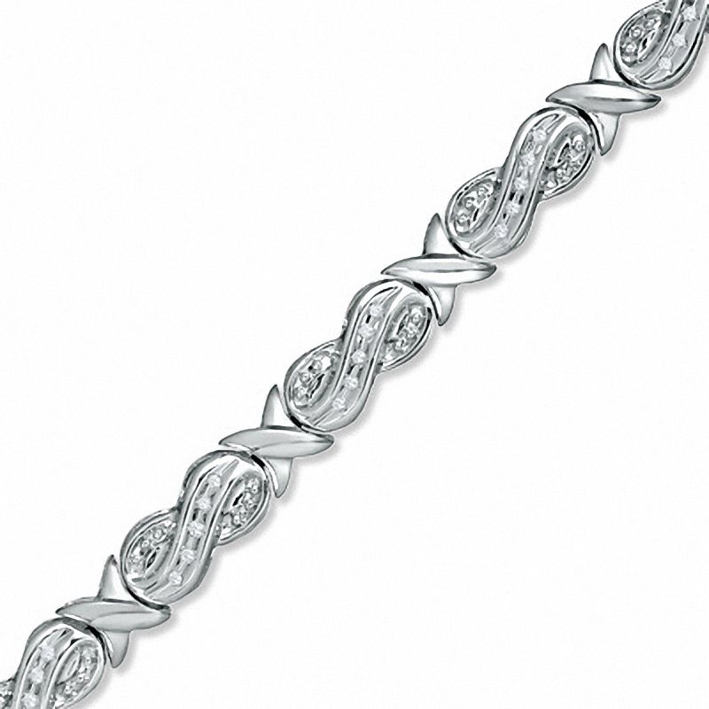 Main Image 1 of Previously Owned - 0.16 CT. T.W. Diamond Figure 8 and "X" Bracelet in Sterling Silver