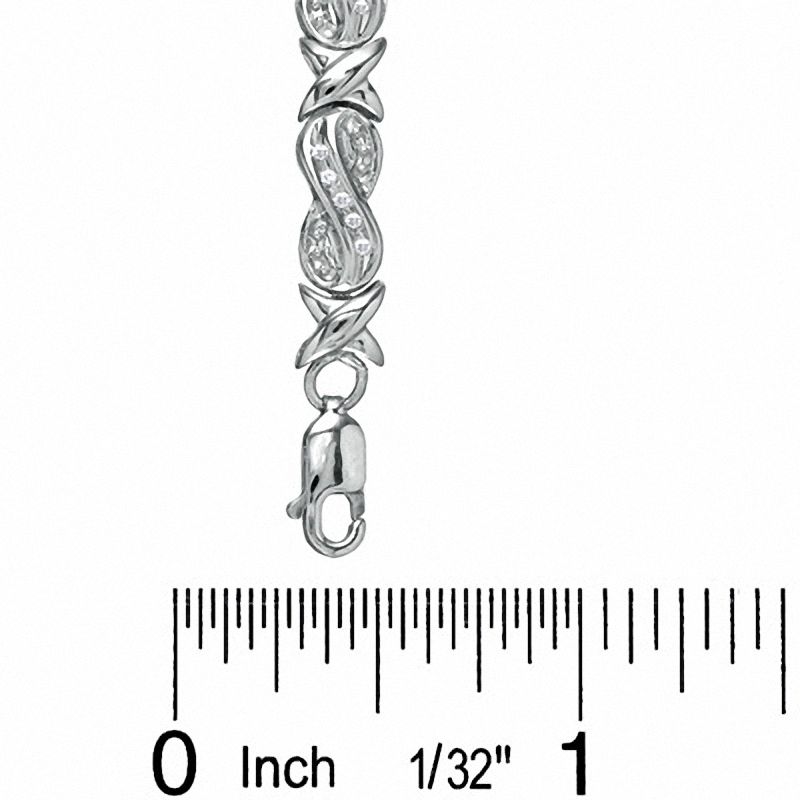 Main Image 3 of Previously Owned - 0.16 CT. T.W. Diamond Figure 8 and "X" Bracelet in Sterling Silver