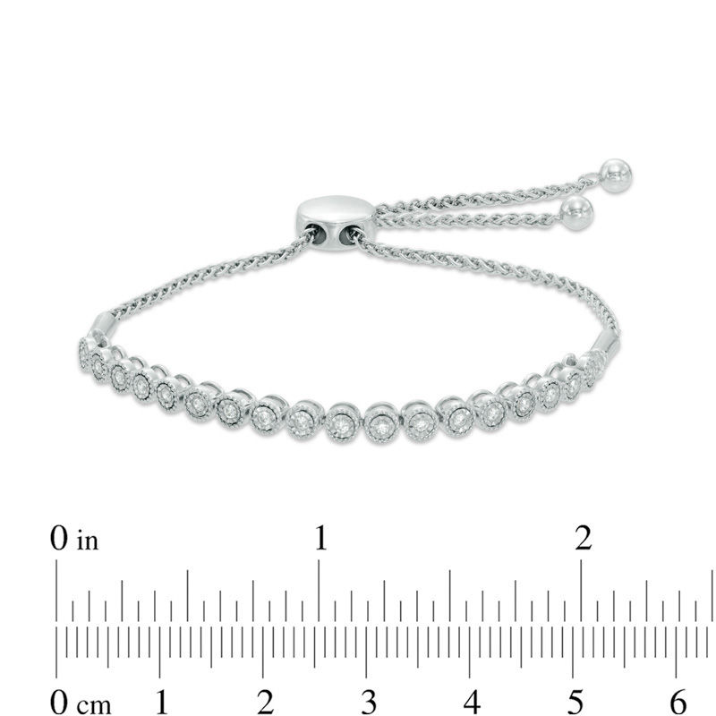 Main Image 2 of Previously Owned - 0.25 CT. T.W. Diamond Bubbles Bolo Bracelet in Sterling Silver - 9.5"