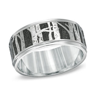 Previously Owned - Men's 9.0mm Comfort Fit Aspen Tree Wedding Band in Cobalt