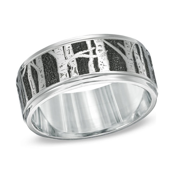 Previously Owned - Men's 9.0mm Comfort Fit Aspen Tree Wedding Band in Cobalt