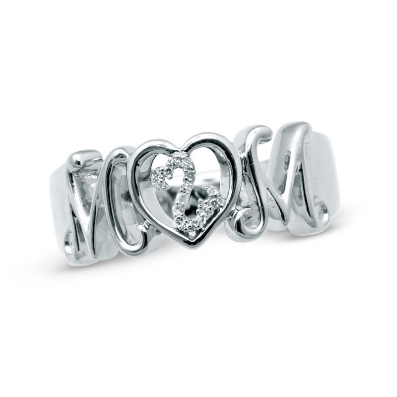 Previously Owned - Open Hearts Family by Jane Seymour™ Diamond Accent "MOM" Ring in Sterling Silver