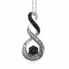 Thumbnail Image 0 of Previously Owned - 0.33 CT. T.W. Enhanced Black and White Diamond Cluster Swirl Pendant in Sterling Silver