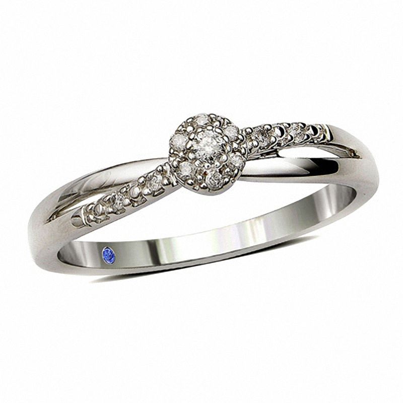 Main Image 1 of Previously Owned - Cherished Promise Collection™ 0.05 CT. T.W. Diamond Wonderland Promise Ring in Sterling Silver