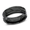 Thumbnail Image 1 of Previously Owned - Triton 8.0mm Comfort Fit Bevelled Edge Groove Wedding Band in Black Tungsten
