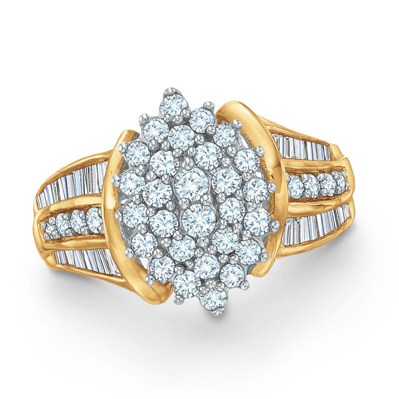 Previously Owned - 1.00 CT. T.W. Diamond Marquise Cluster Ring in 10K Gold