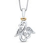 Previously Owned - Open Hearts Rhythm by Jane Seymour™ Wings with Halo Pendant in Sterling Silver and 10K Gold
