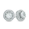 Thumbnail Image 2 of Previously Owned - Multi-Gemstone and Lab-Created  White Sapphire Frame Stud Earrings Set in Sterling Silver