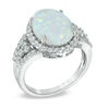 Previously Owned - Oval Lab-Created Opal and White Sapphire Ring in Sterling Silver