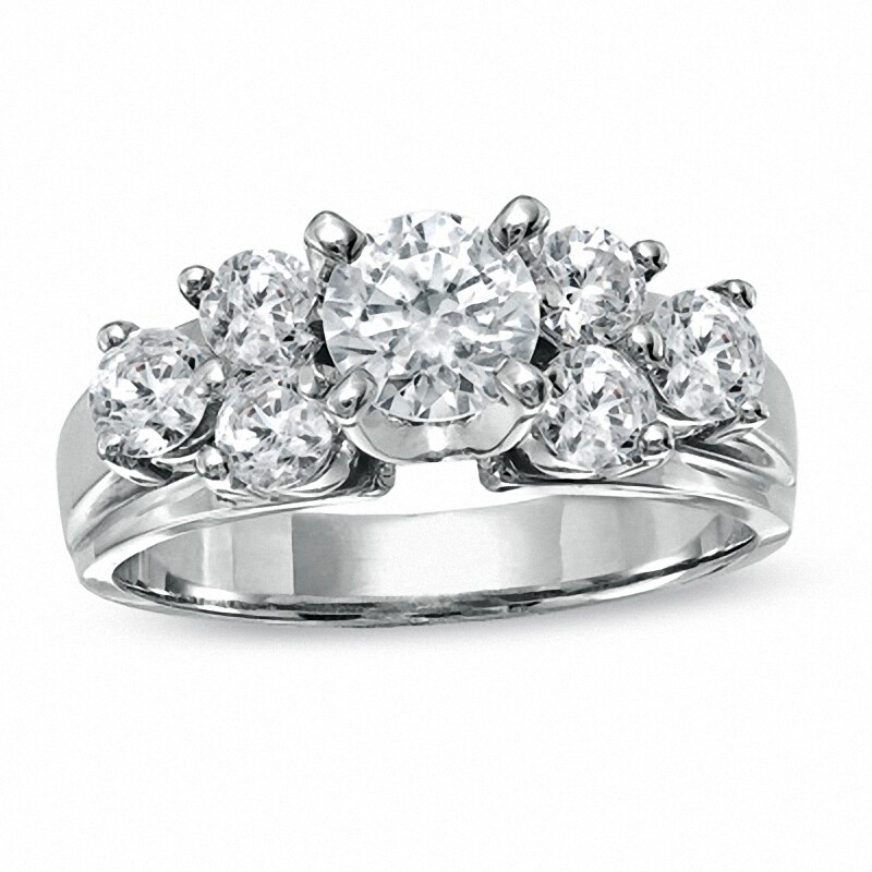 Previously Owned - 1.50 CT. T.W. Diamond Cluster Engagement Ring in 14K White Gold