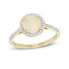Thumbnail Image 1 of Previously Owned - 7.0mm Opal and 0.13 CT. T.W. Diamond Frame Ring in 10K Gold