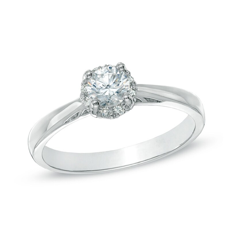 Main Image 1 of Previously Owned - 0.50 CT. T.W.  Diamond Engagement Ring in 14K White Gold (I/I1)