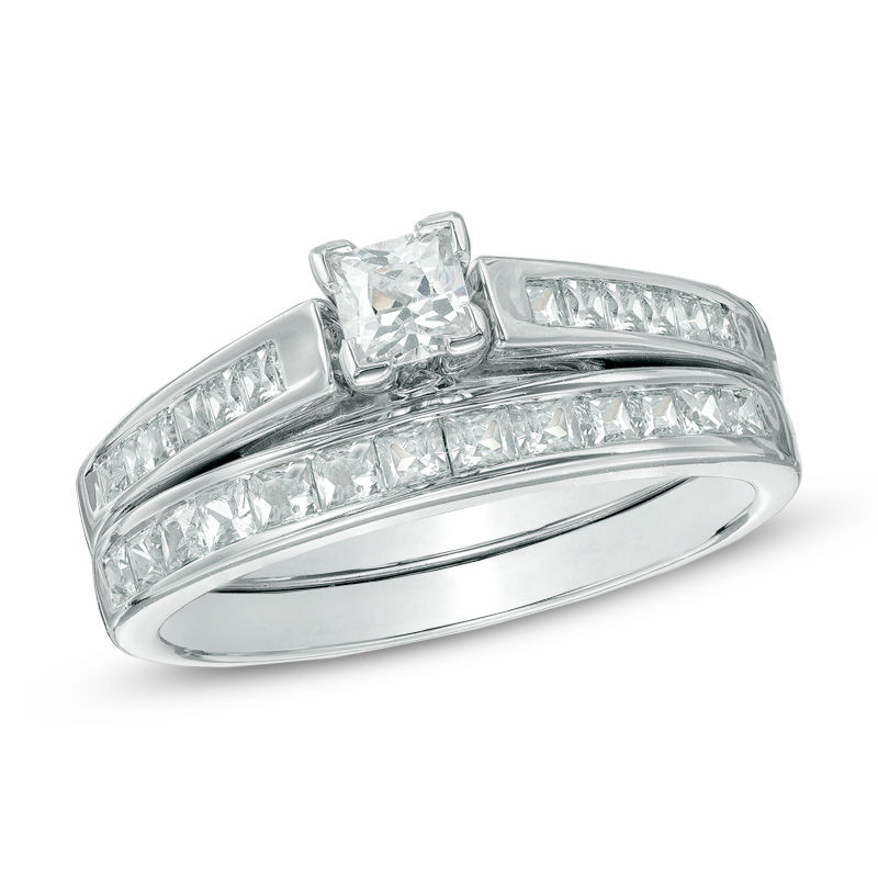 Previously Owned - 1.00 CT. T.W. Princess-Cut Diamond Bridal Set in 14K White Gold|Peoples Jewellers