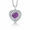 Previously Owned - Heart-Shaped Amethyst with Diamond Accent Frame Pendant in Sterling Silver