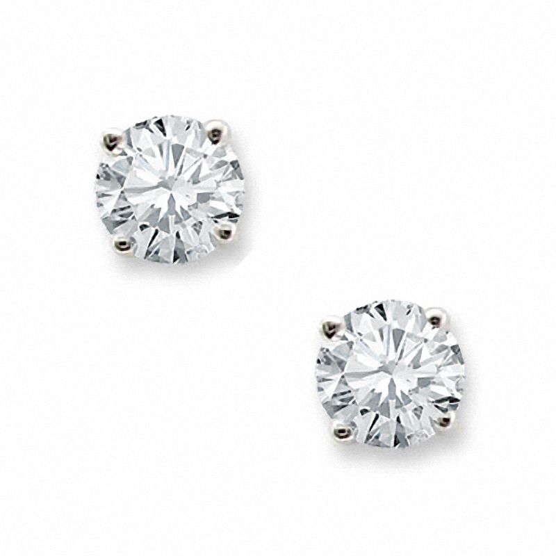 Main Image 1 of Previously Owned - 0.37 CT. T.W. Diamond Solitaire Stud Earrings in 14K White Gold (K-L/I2-I3)