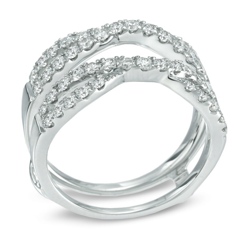 Main Image 2 of Previously Owned - 0.97 CT. T.W. Diamond Twist Contour Solitaire Enhancer in 14K White Gold