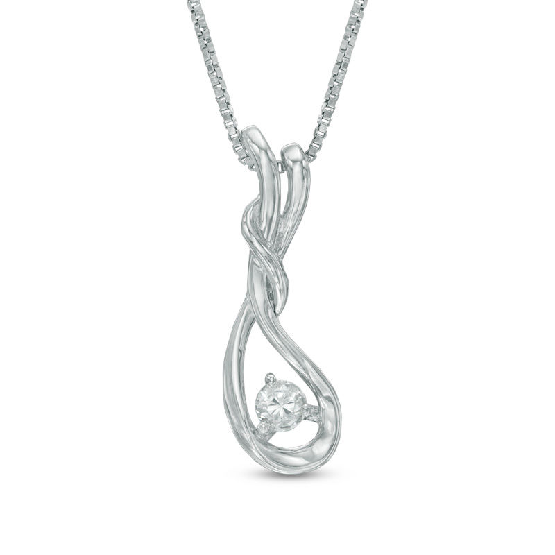 Previously Owned - 0.10 CT. Diamond Cascading Teardrop Pendant in Sterling Silver (I/I2)