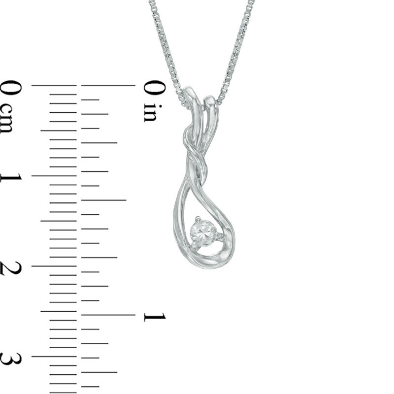 Previously Owned - 0.10 CT.  Canadian Diamond Cascading Teardrop Pendant in Sterling Silver (I/I2)