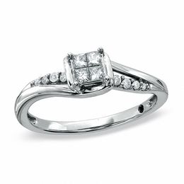 Previously Owned - Cherished Promise Collection™ 0.20 CT. T.W. Quad Princess-Cut Diamond Promise Ring in 10K White Gold