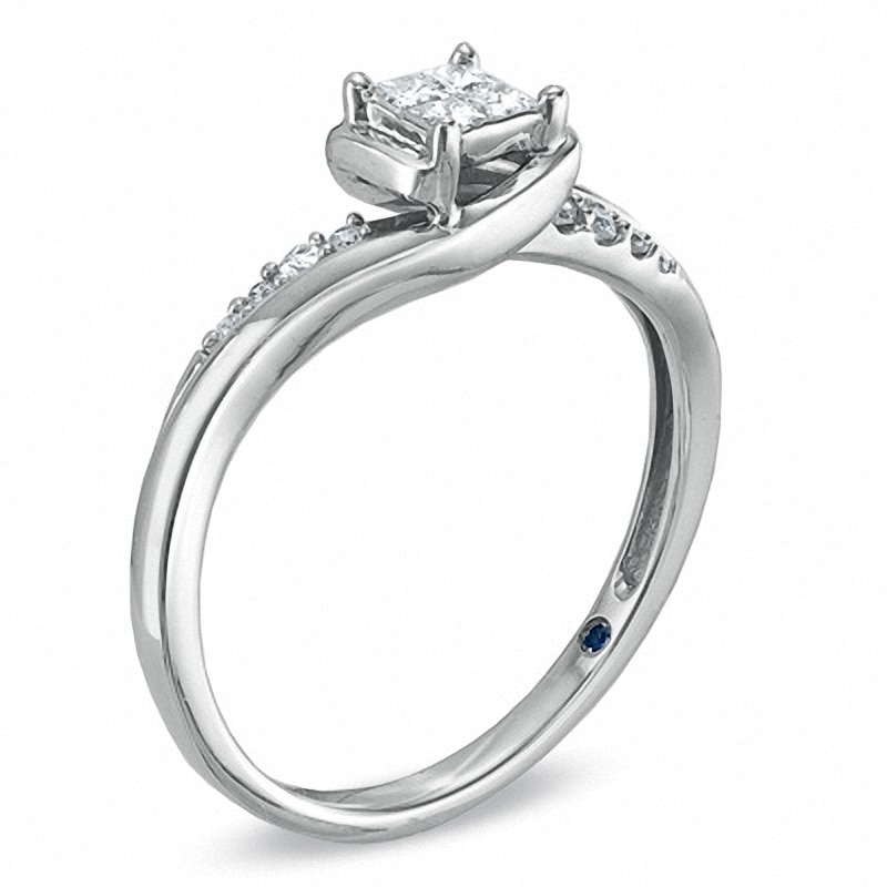 Previously Owned - Cherished Promise Collection™ 0.20 CT. T.W. Quad Princess-Cut Diamond Ring 10K White Gold