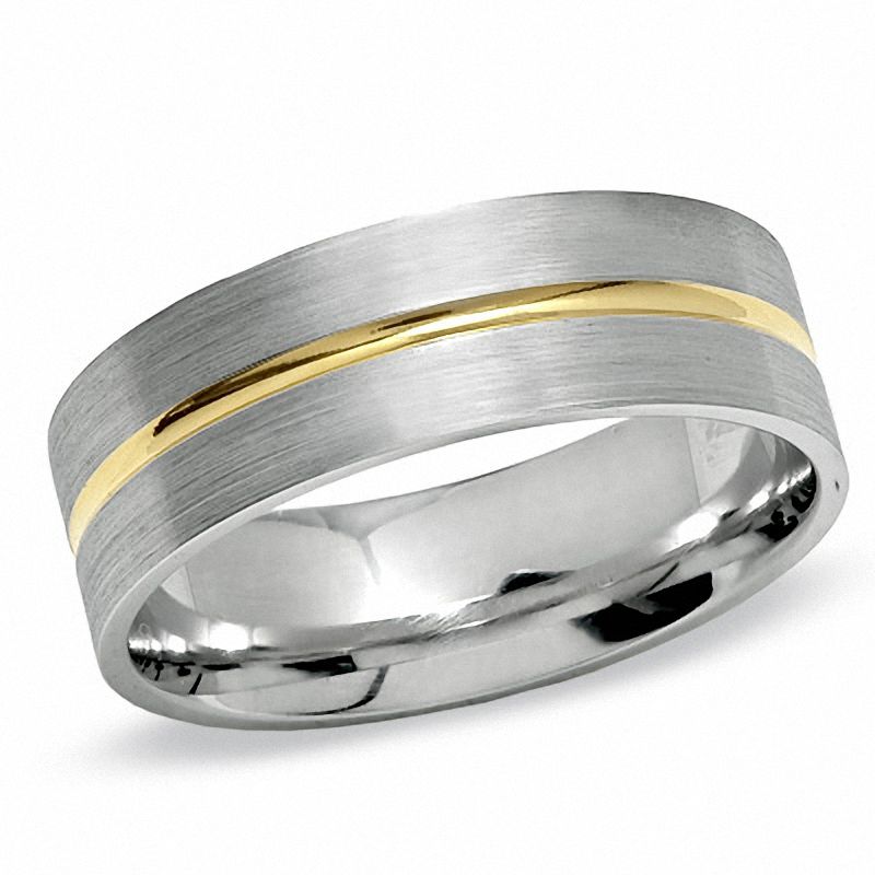 Previously Owned - Men's 7.0mm Wedding Band in 10K Two-Tone Gold|Peoples Jewellers