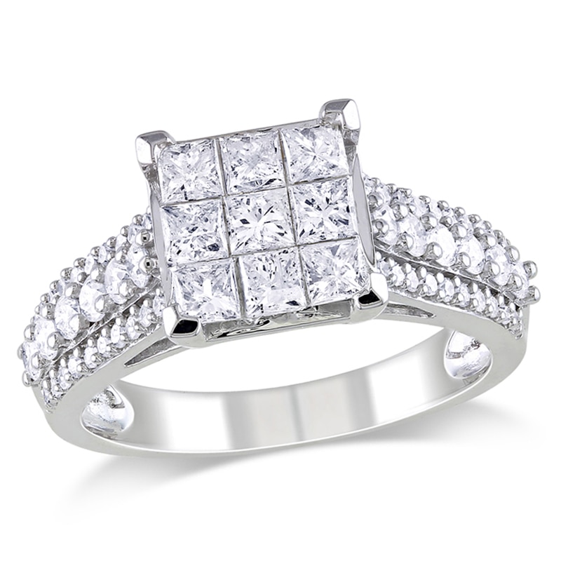 Previously Owned - 1.50 CT. T.W. Princess-Cut Composite Diamond Ring in 10K White Gold