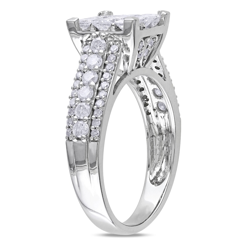 Previously Owned - 1.50 CT. T.W. Princess-Cut Composite Diamond Ring in 10K White Gold