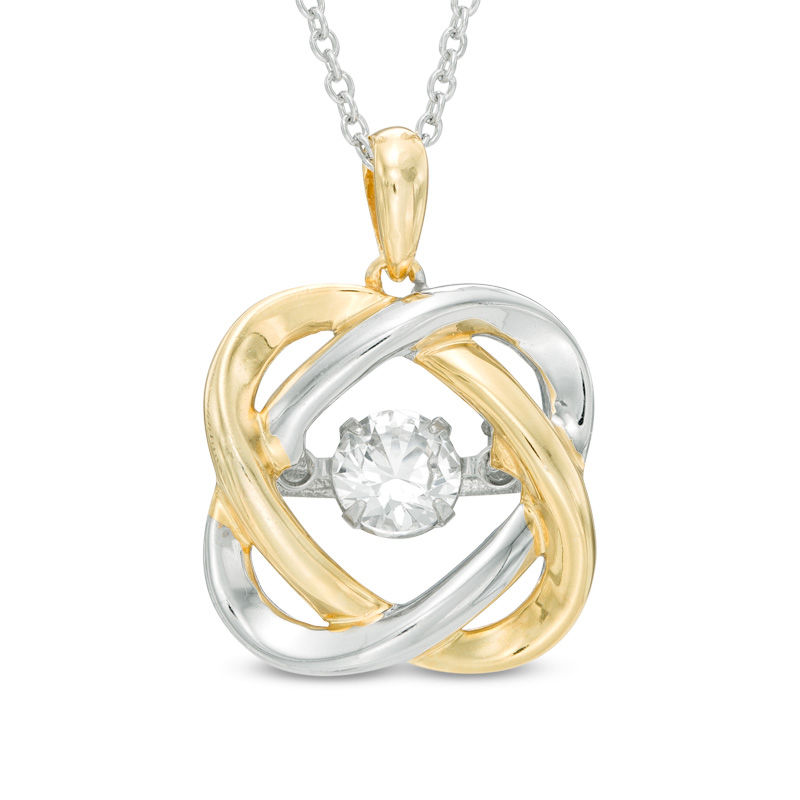 Previously Owned - Unstoppable Love™  Lab-Created White Sapphire Orbit Pendant in Sterling Silver and 14K Gold Plate