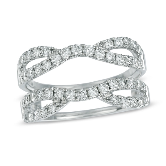 Previously Owned - 0.97 CT. T.W. Diamond Twist Contour Solitaire Enhancer in 14K White Gold