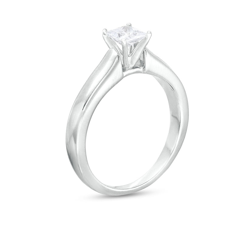Previously Owned - 0.50 CT. Canadian Princess-Cut Diamond Solitaire Engagement Ring in 14K White Gold (I/I1)