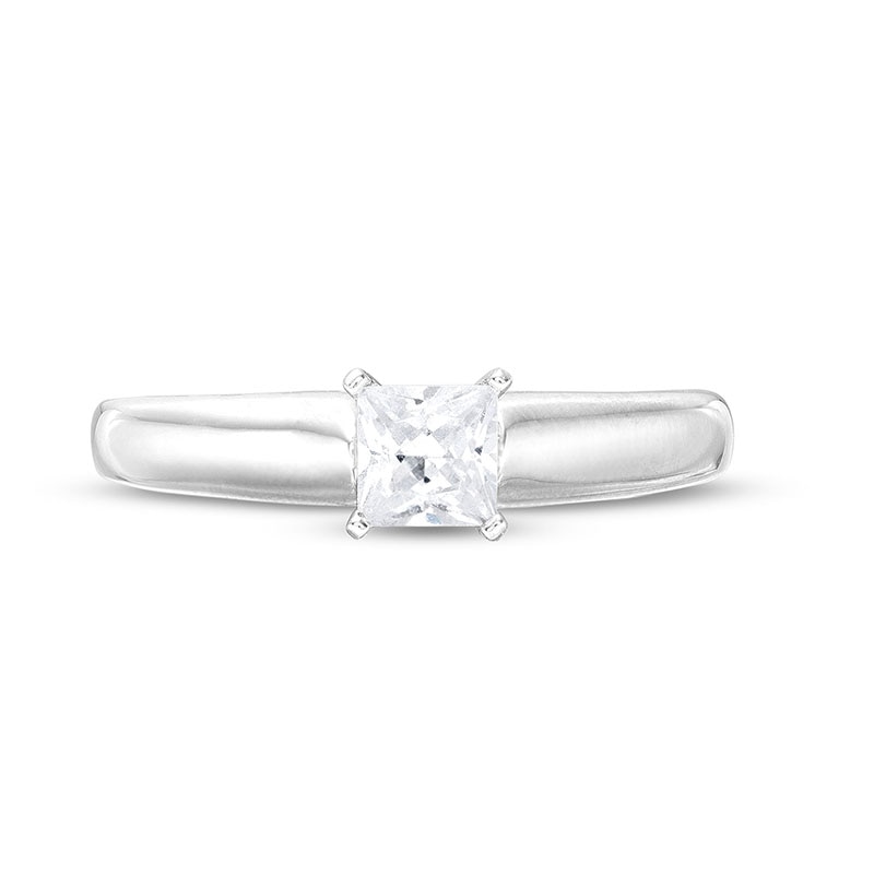 Previously Owned - 0.50 CT. Canadian Princess-Cut Diamond Solitaire Engagement Ring in 14K White Gold (I/I1)