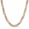 Previously Owned - Ladies' Braided Snake Chain Necklace in Sterling Silver with 14K Tri-Tone Gold Plate - 17"