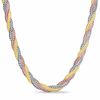 Thumbnail Image 0 of Previously Owned - Ladies' Braided Snake Chain Necklace in Sterling Silver with 14K Tri-Tone Gold Plate - 17"