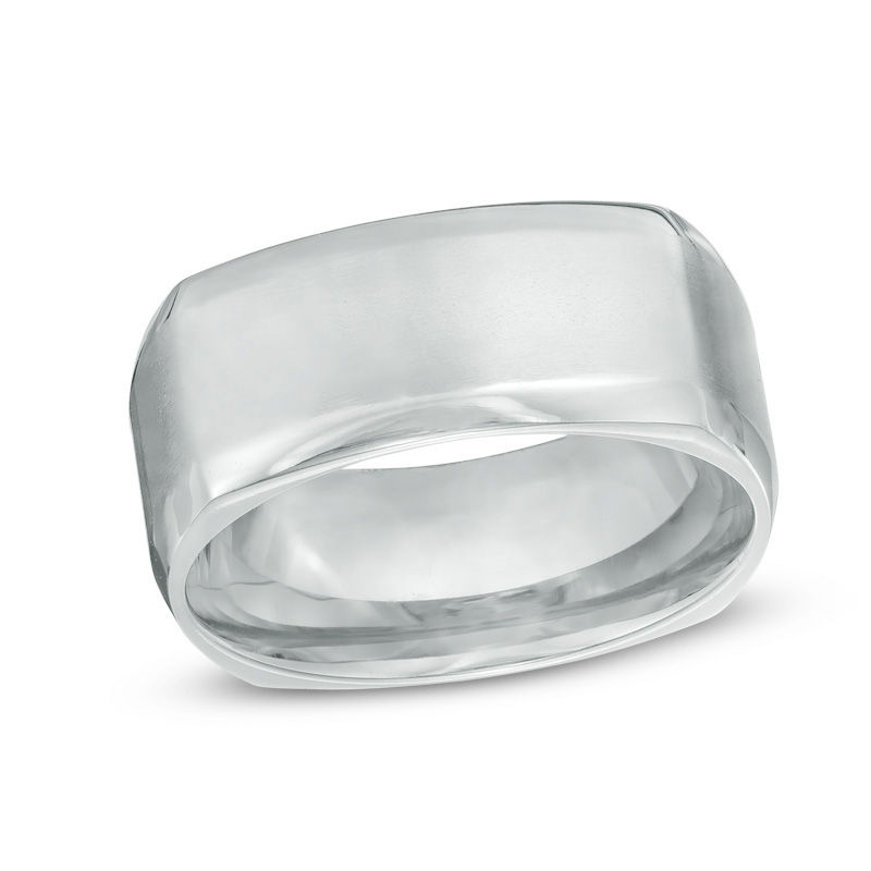 Main Image 1 of Previously Owned - Men's 9.0mm Beveled Edge Comfort Fit Wedding Band in Titanium