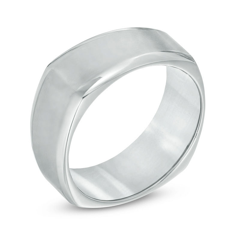 Main Image 2 of Previously Owned - Men's 9.0mm Beveled Edge Comfort Fit Wedding Band in Titanium