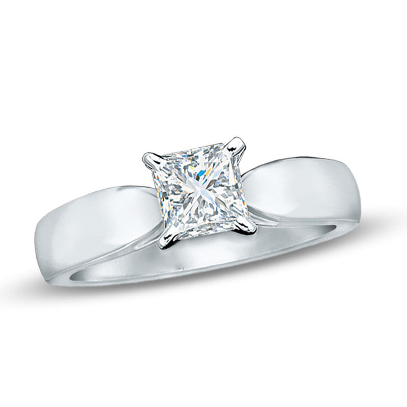 Previously Owned - Celebration Canadian Lux® 1.00 CT. Princess-Cut Diamond Engagement Ring in 18K White Gold (I/SI2)
