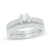 Thumbnail Image 1 of Previously Owned - 0.58 CT. T.W. Diamond Vintage-Style Bridal Set in 10K White Gold